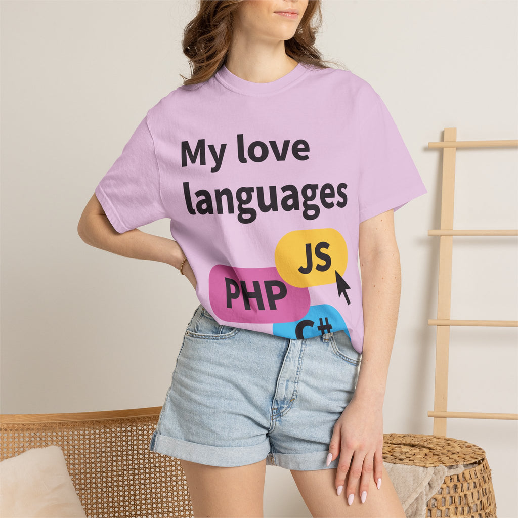 My Love Languages T-Shirt — Funny Programmer Tee (PHP • JS • C#)