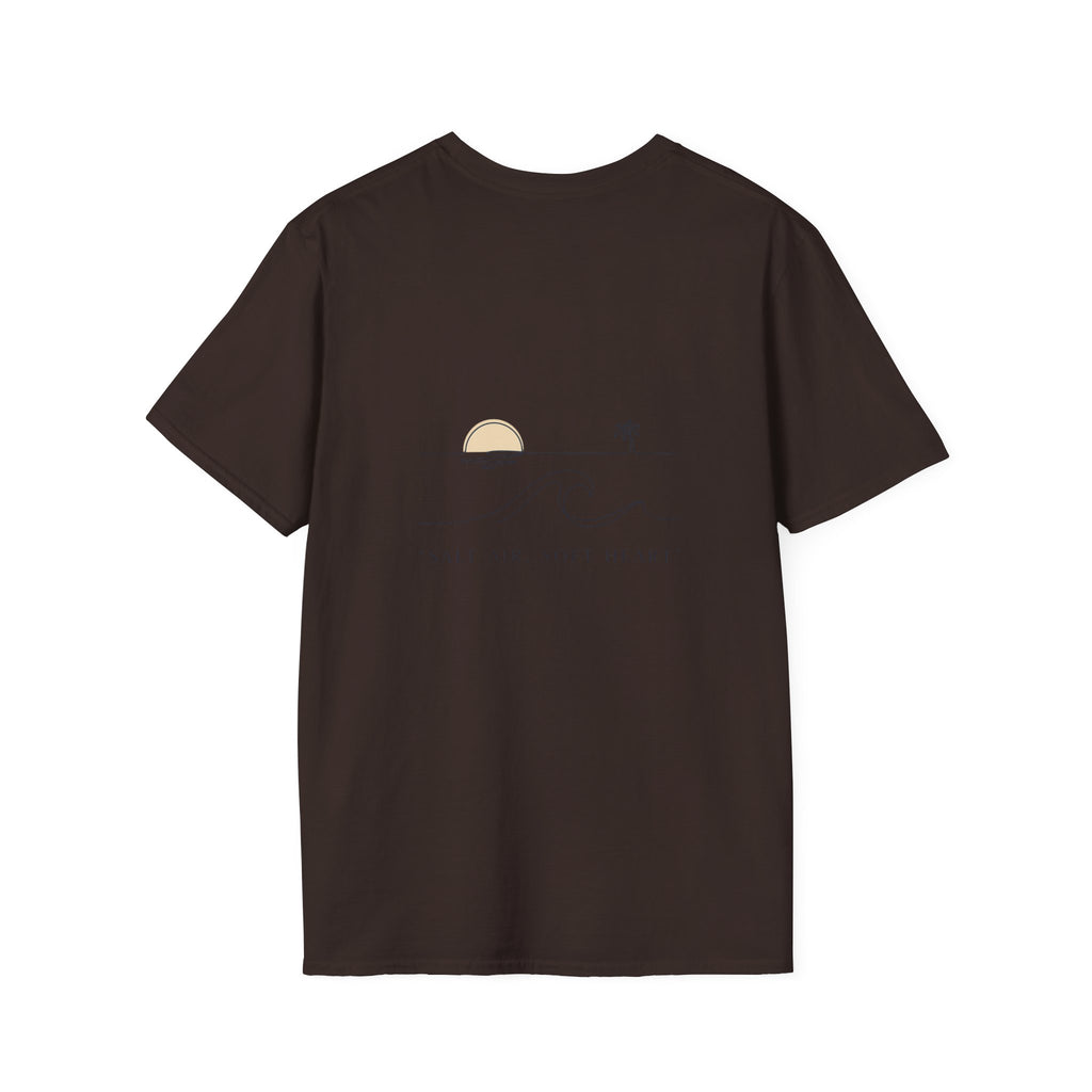 T-Shirt — Minimal Gold Wave Heart Graphic Tee | Beachy, Romantic Casual Top