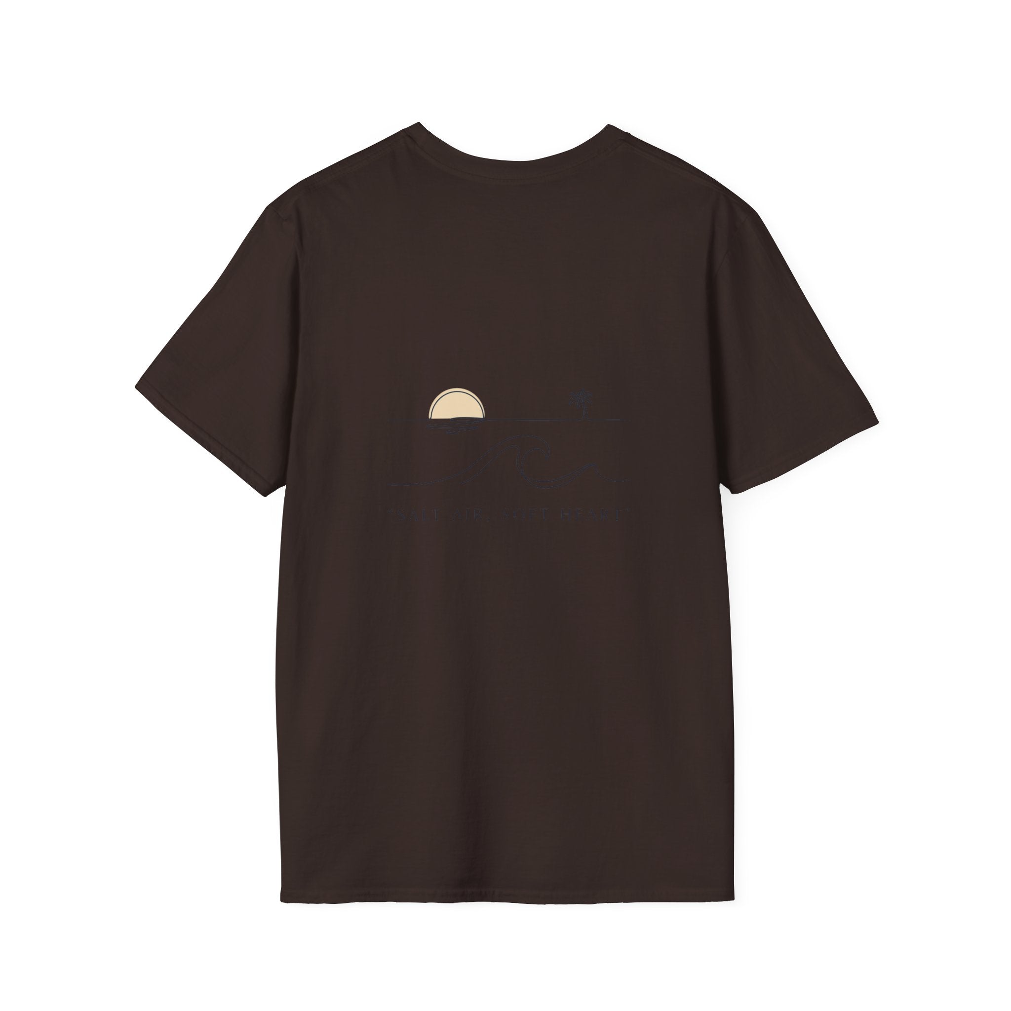 T-Shirt — Minimal Gold Wave Heart Graphic Tee | Beachy, Romantic Casual Top