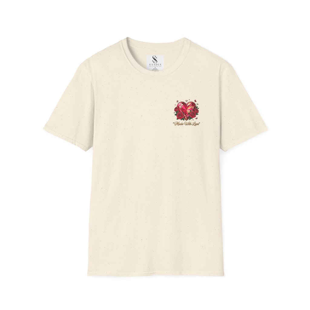 Heart Floral Graphic T-Shirt — "Made With Love" Chest Print