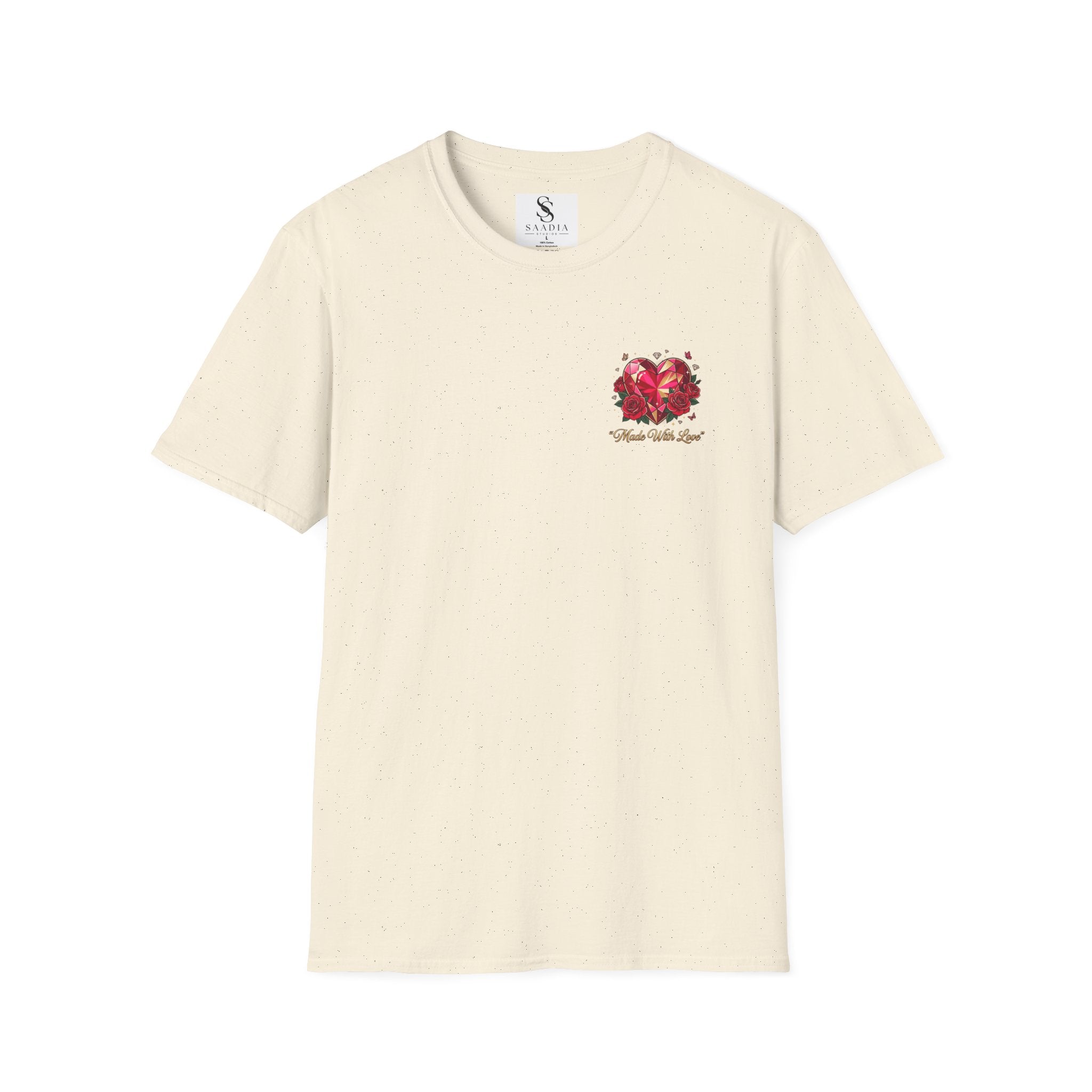 Heart Floral Graphic T-Shirt — "Made With Love" Chest Print