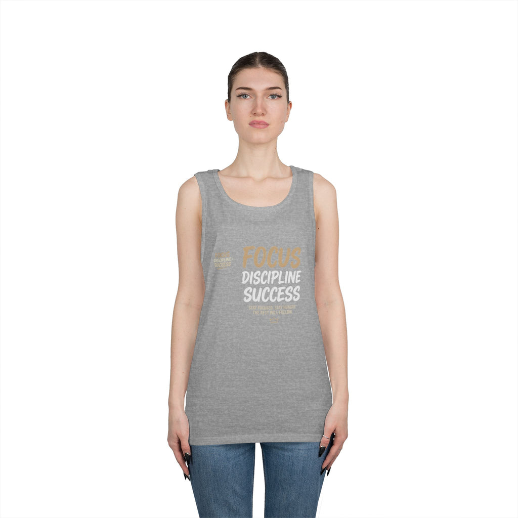 Motivational 'FOCUS Discipline Success' Cotton Tank Top