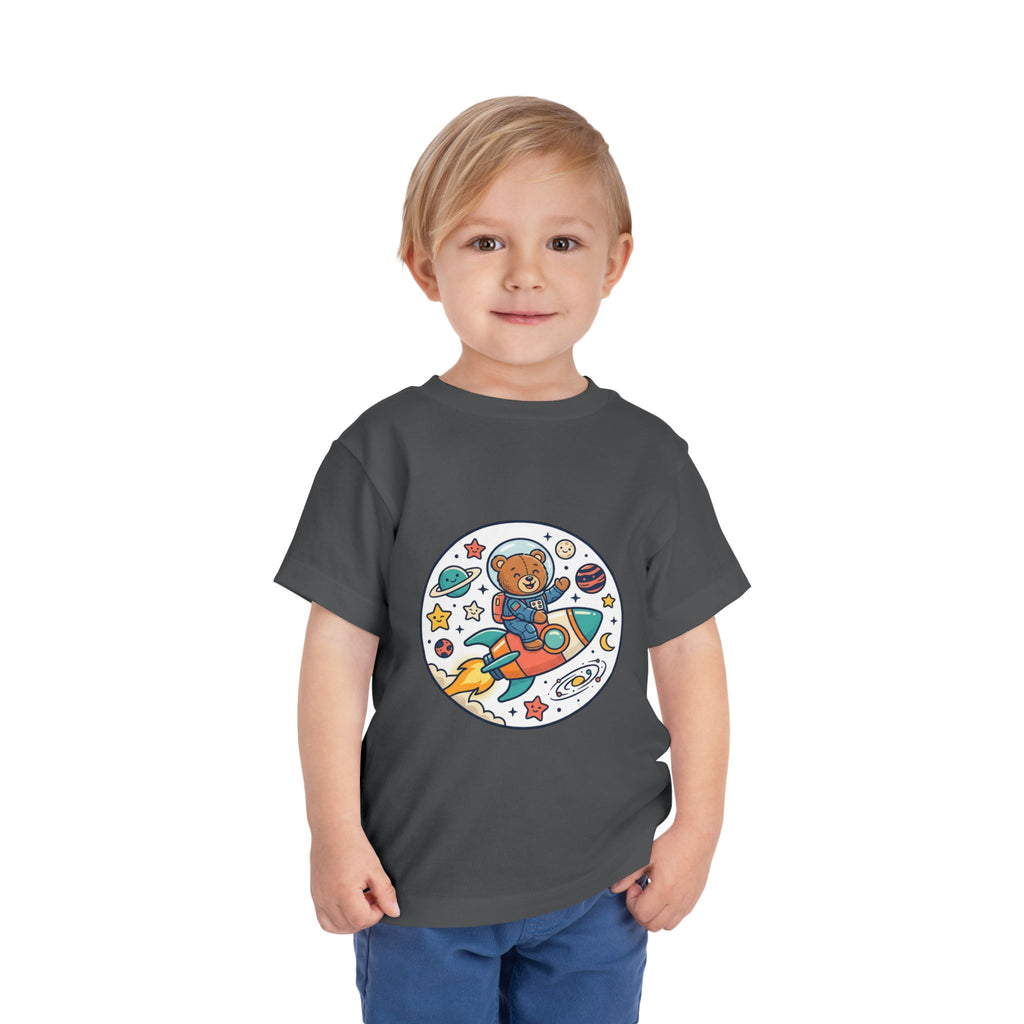 Toddler Tee — 'Dream Big Explore More' Space Bear Rocket Shirt