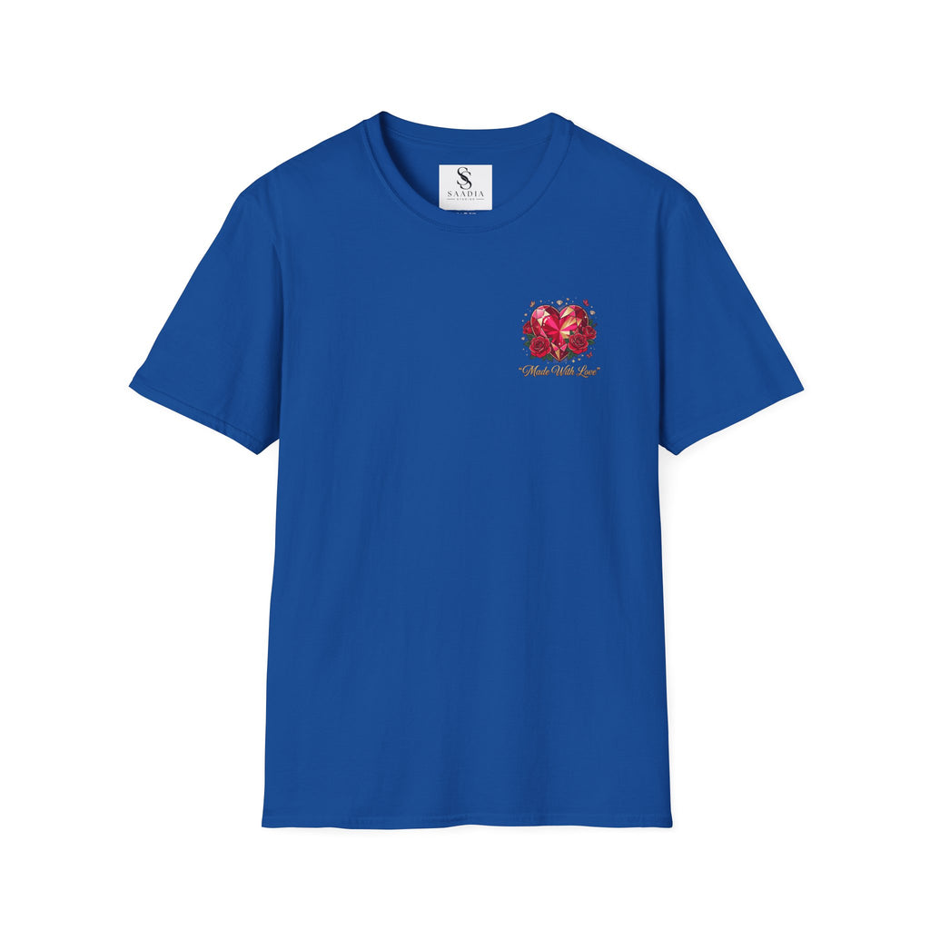 Heart Floral Graphic T-Shirt — "Made With Love" Chest Print