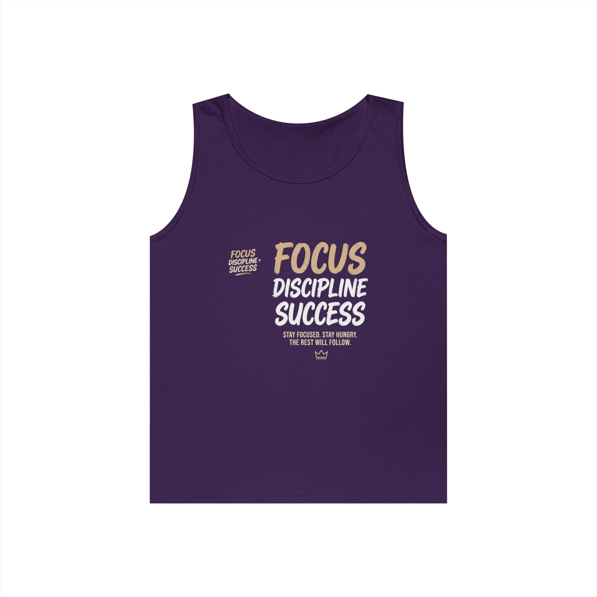 Motivational 'FOCUS Discipline Success' Cotton Tank Top