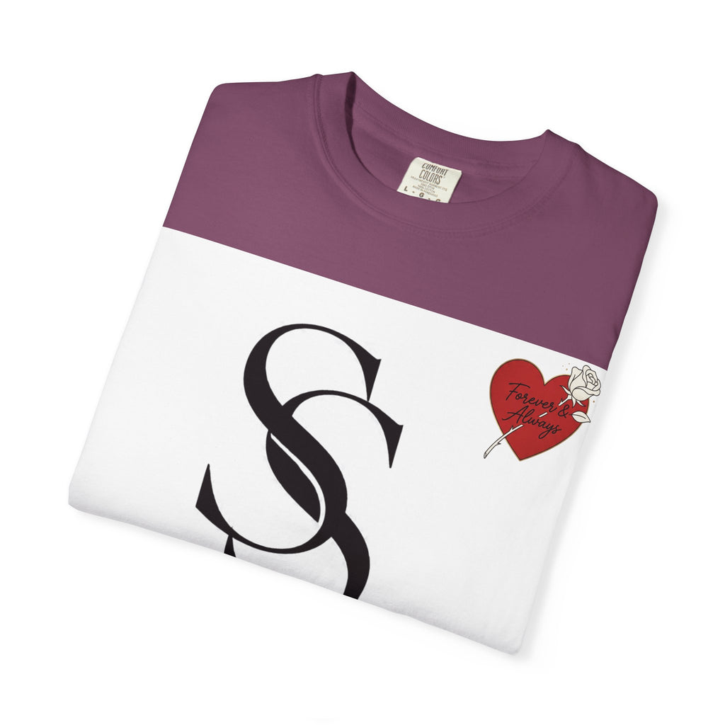 Saadia Studios Logo T-Shirt — SS Monogram Tee with Heart Accent