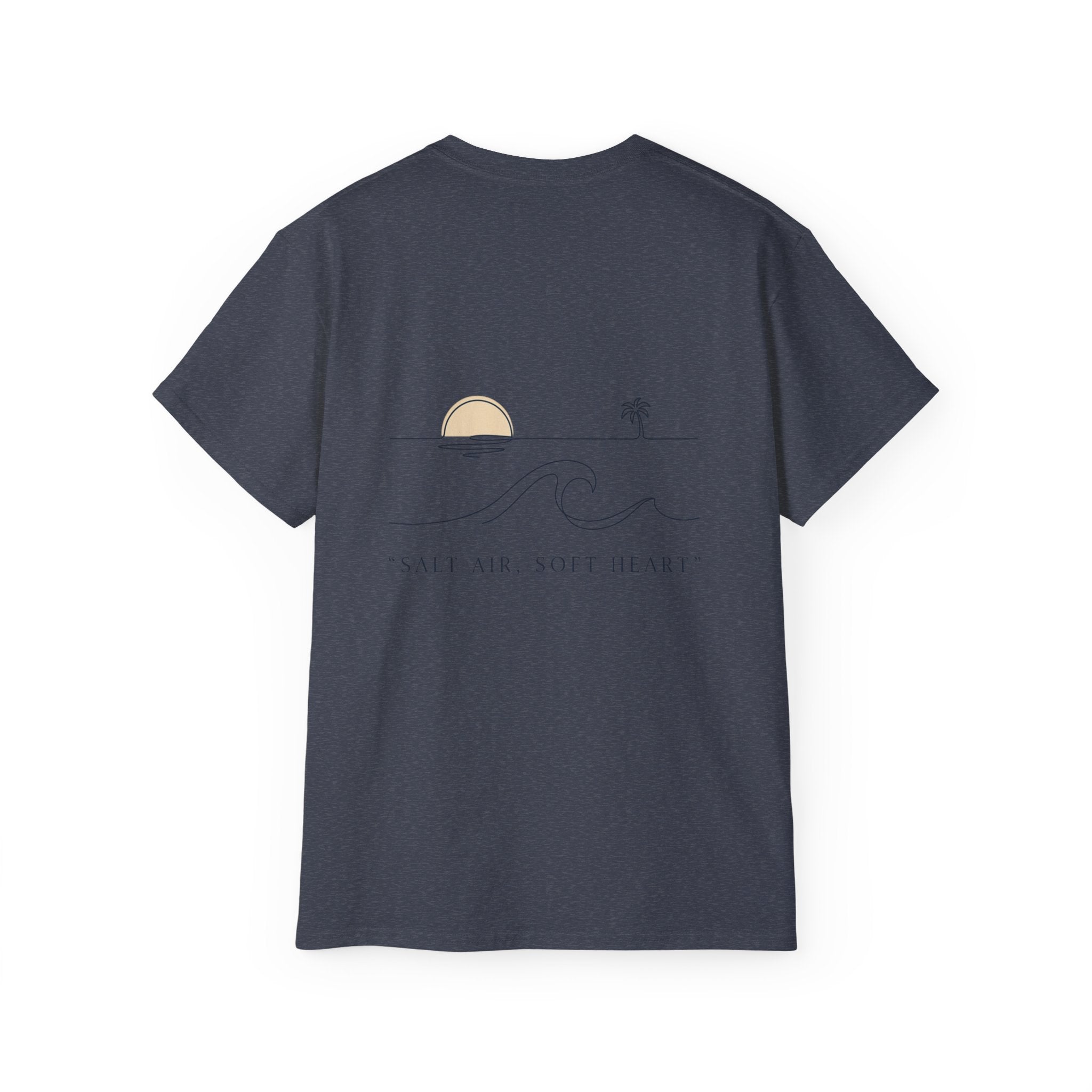 T-Shirt — Retro Palm Sunset Surf Tee ("Salt Air, Soft Hearts")