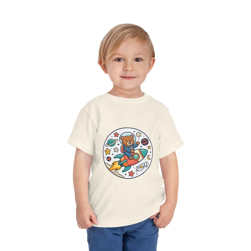 Toddler Tee — 'Dream Big Explore More' Space Bear Rocket Shirt