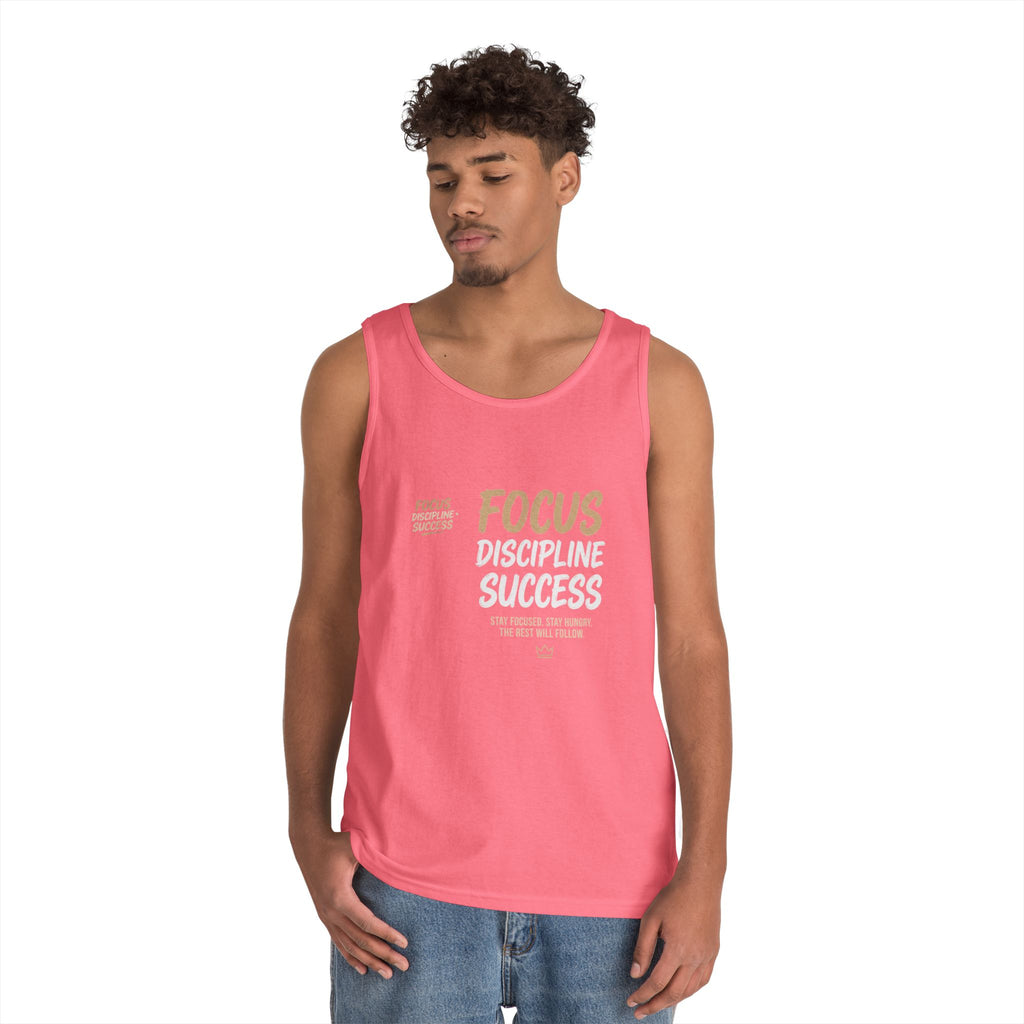 Motivational 'FOCUS Discipline Success' Cotton Tank Top