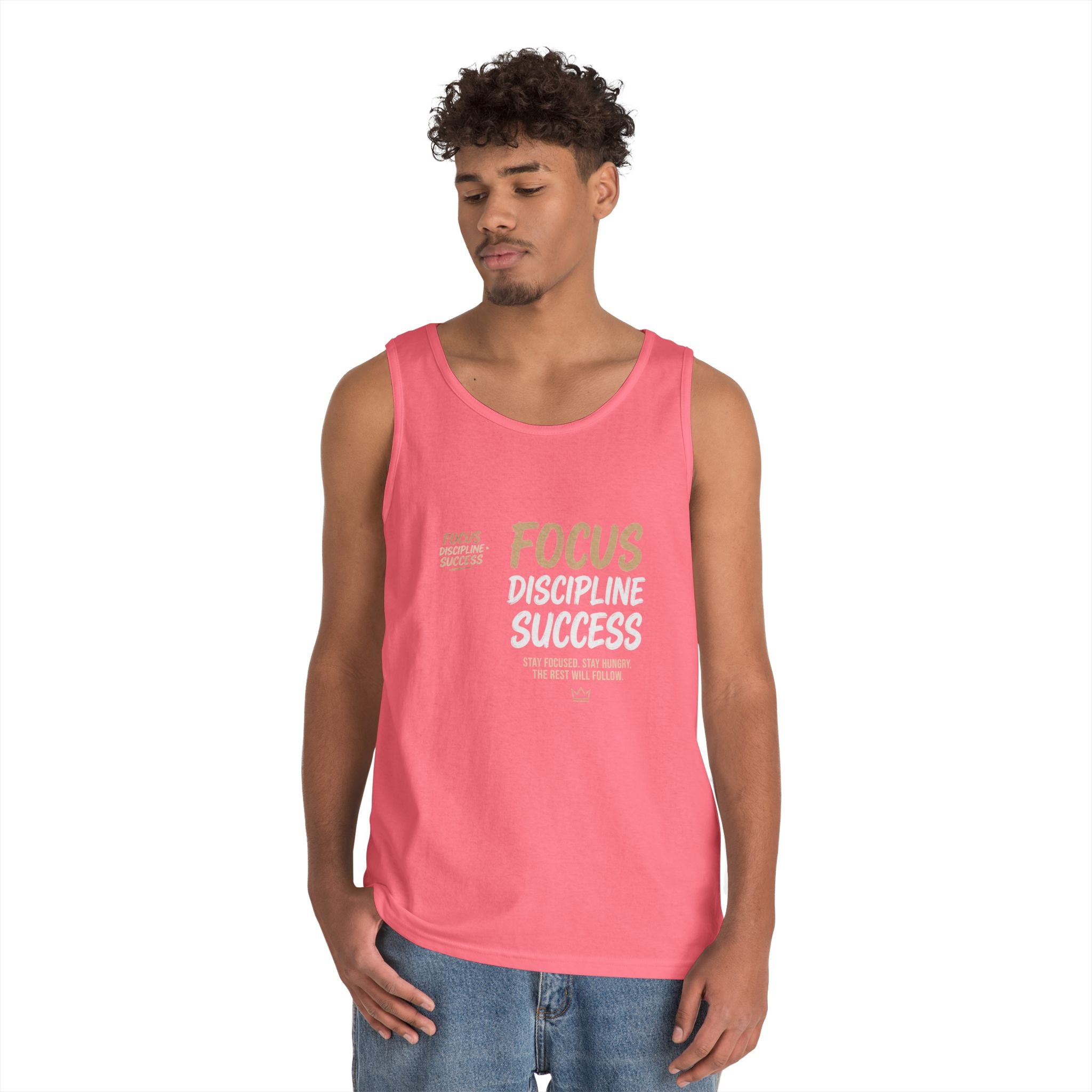 Motivational 'FOCUS Discipline Success' Cotton Tank Top