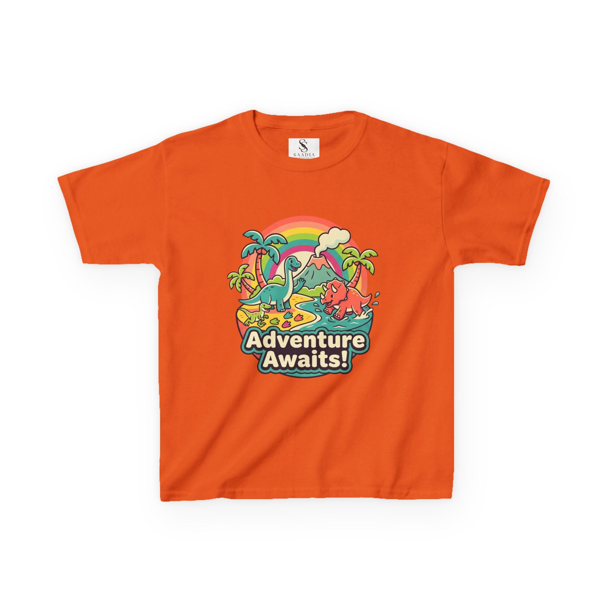 Kids Tee — "Adventure Awaits!" Dino Beach Graphic