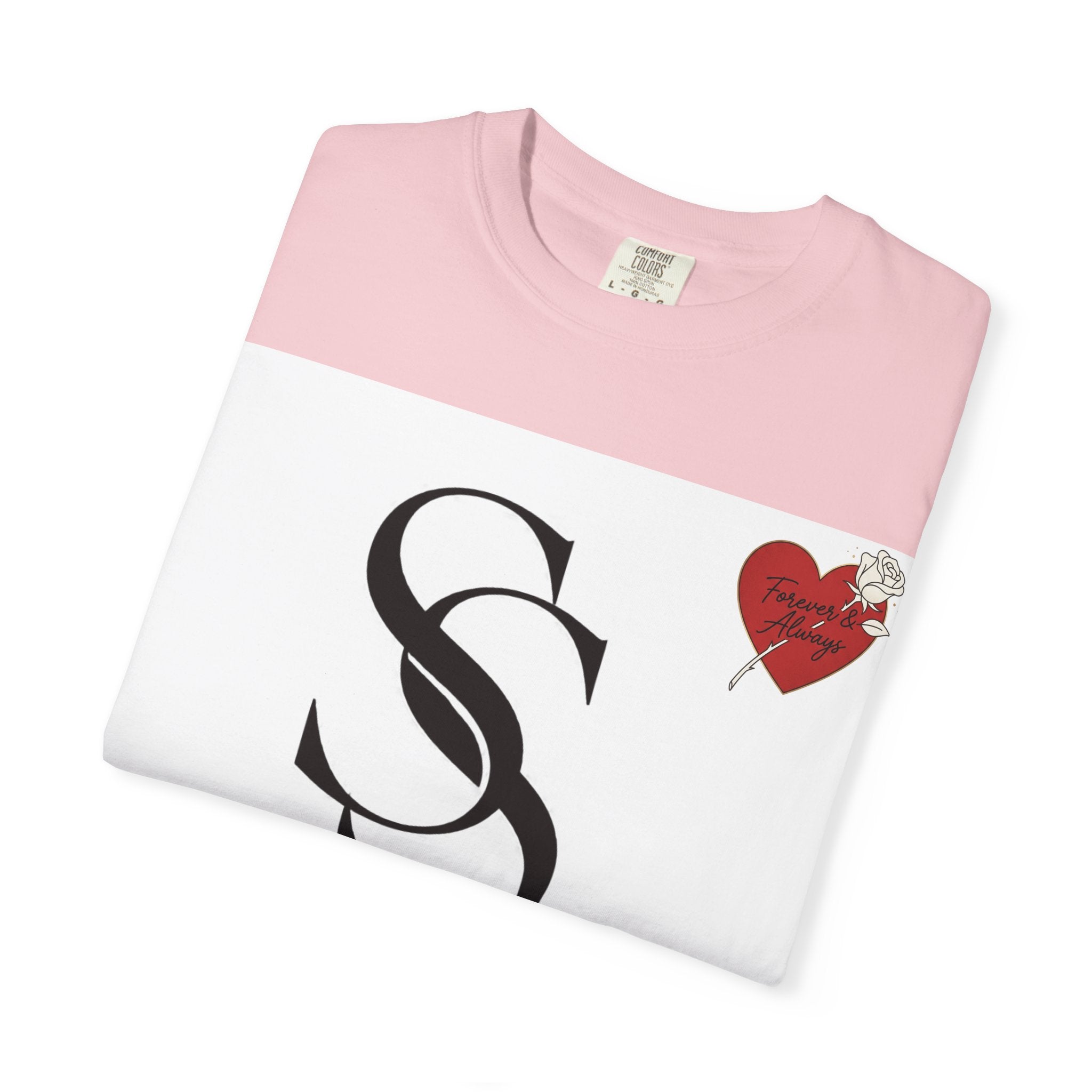 Saadia Studios Logo T-Shirt — SS Monogram Tee with Heart Accent