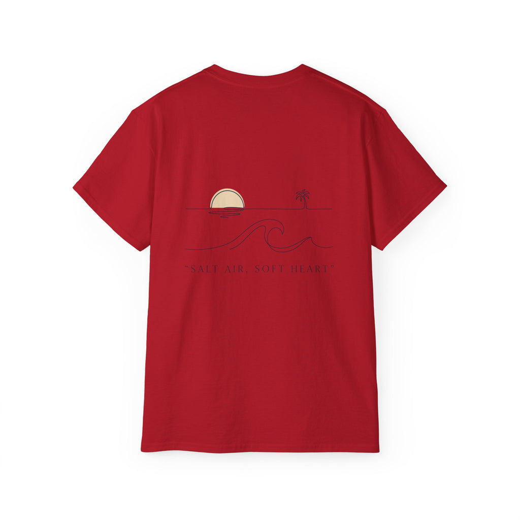 T-Shirt — Retro Palm Sunset Surf Tee ("Salt Air, Soft Hearts")