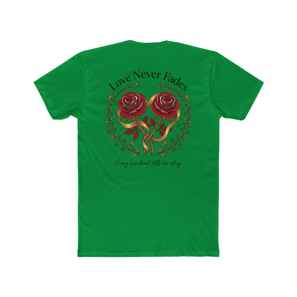 Love Never Fades Rose Heart Tee — Romantic Valentine’s Day Floral T-Shirt