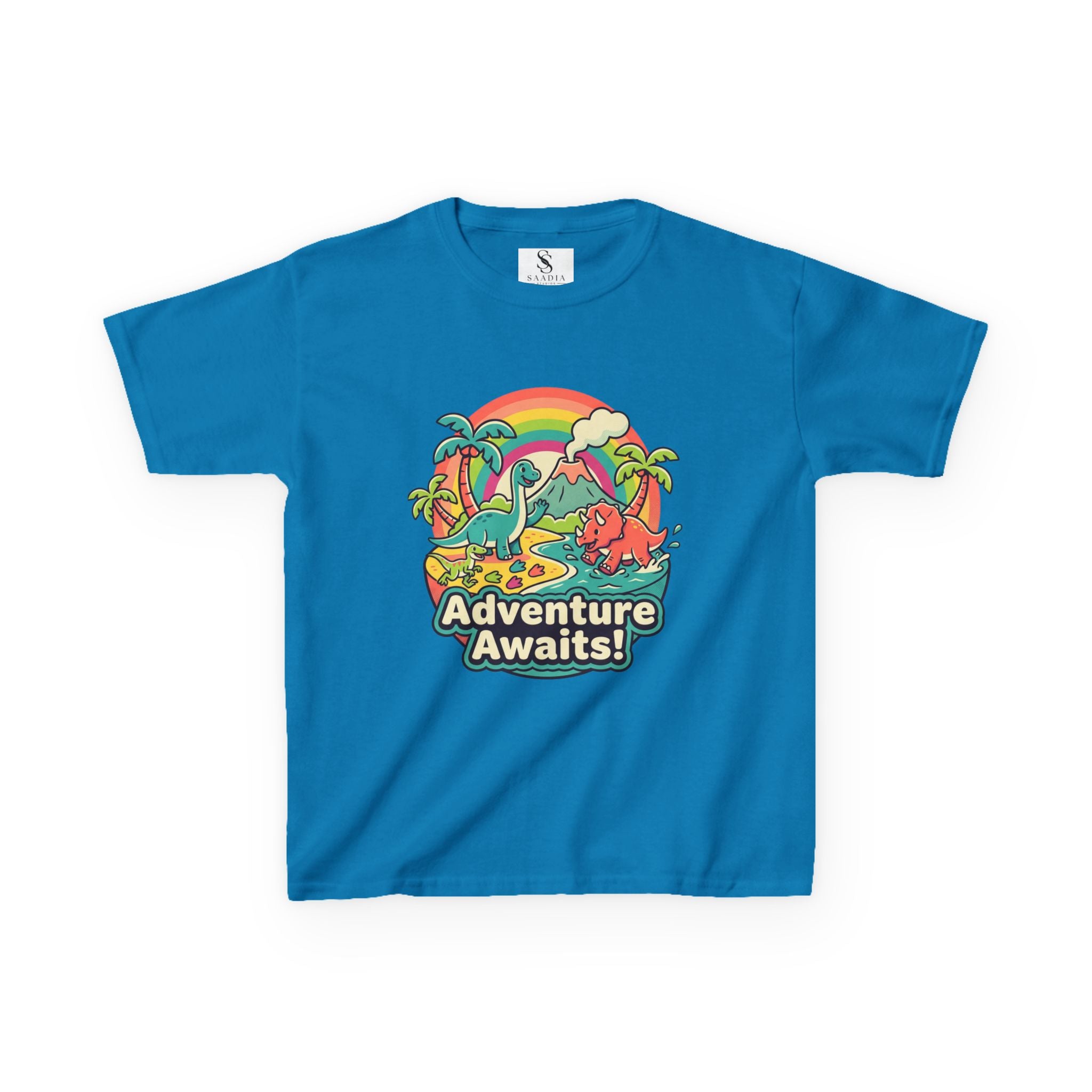 Kids Tee — "Adventure Awaits!" Dino Beach Graphic