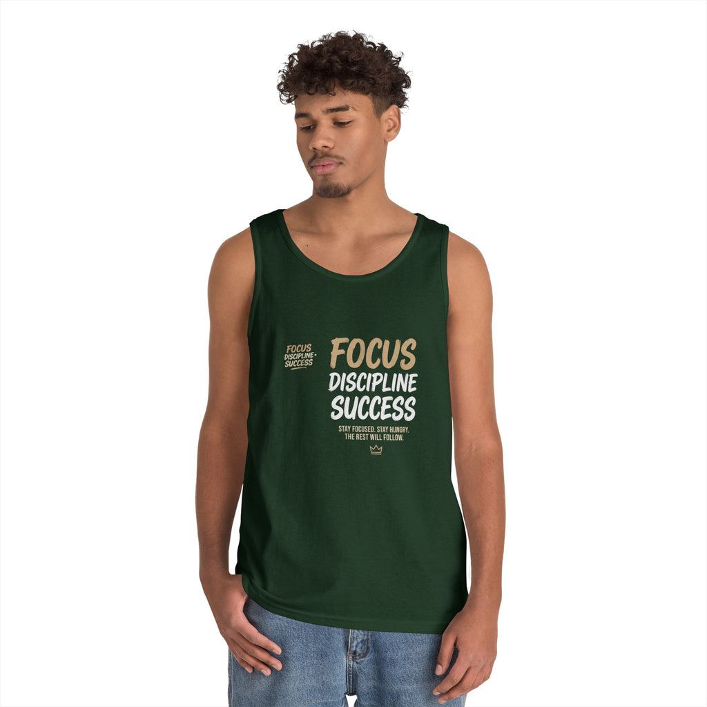 Motivational 'FOCUS Discipline Success' Cotton Tank Top