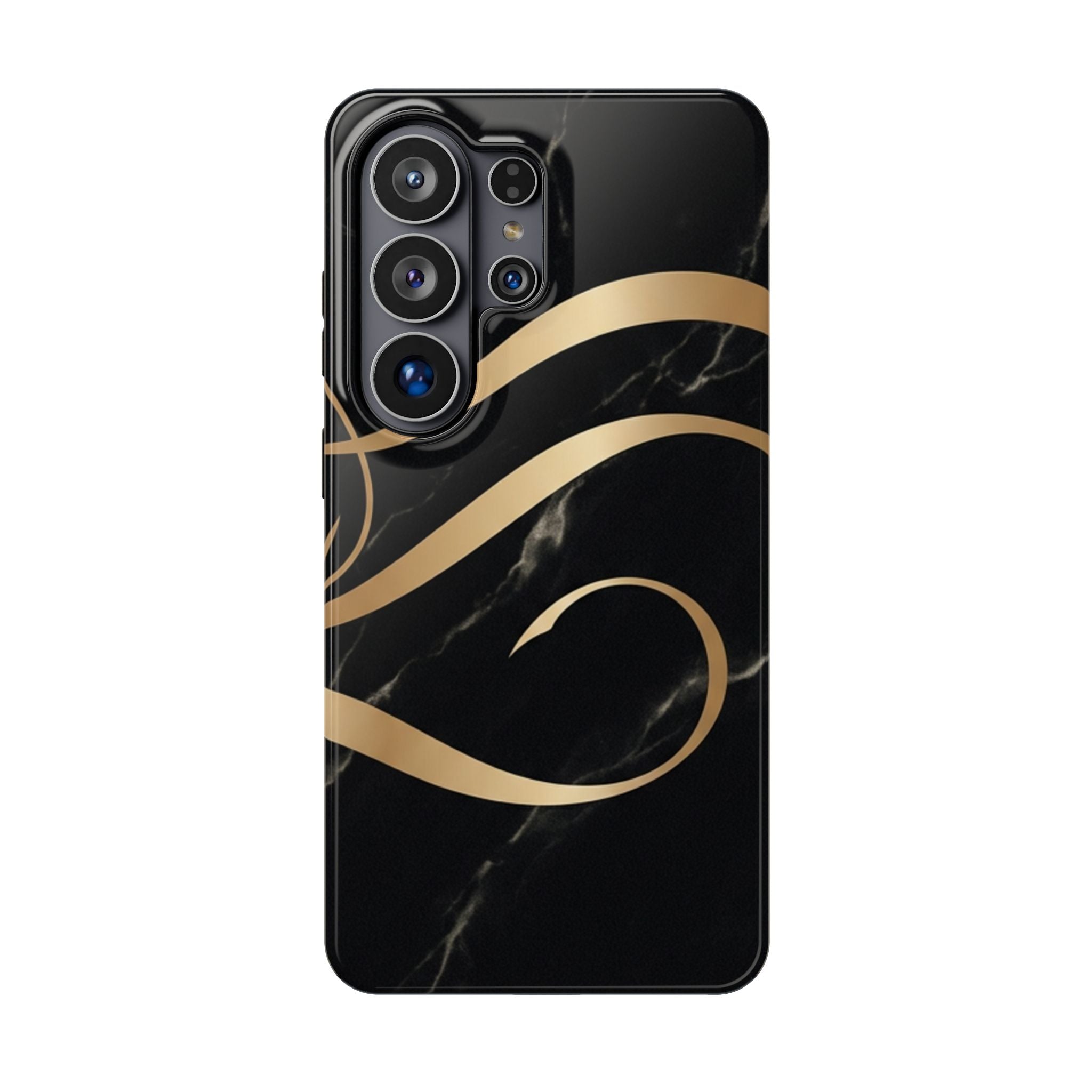 Magnetic Impact-Resistant Phone Case — Black Marble with Gold Swirl