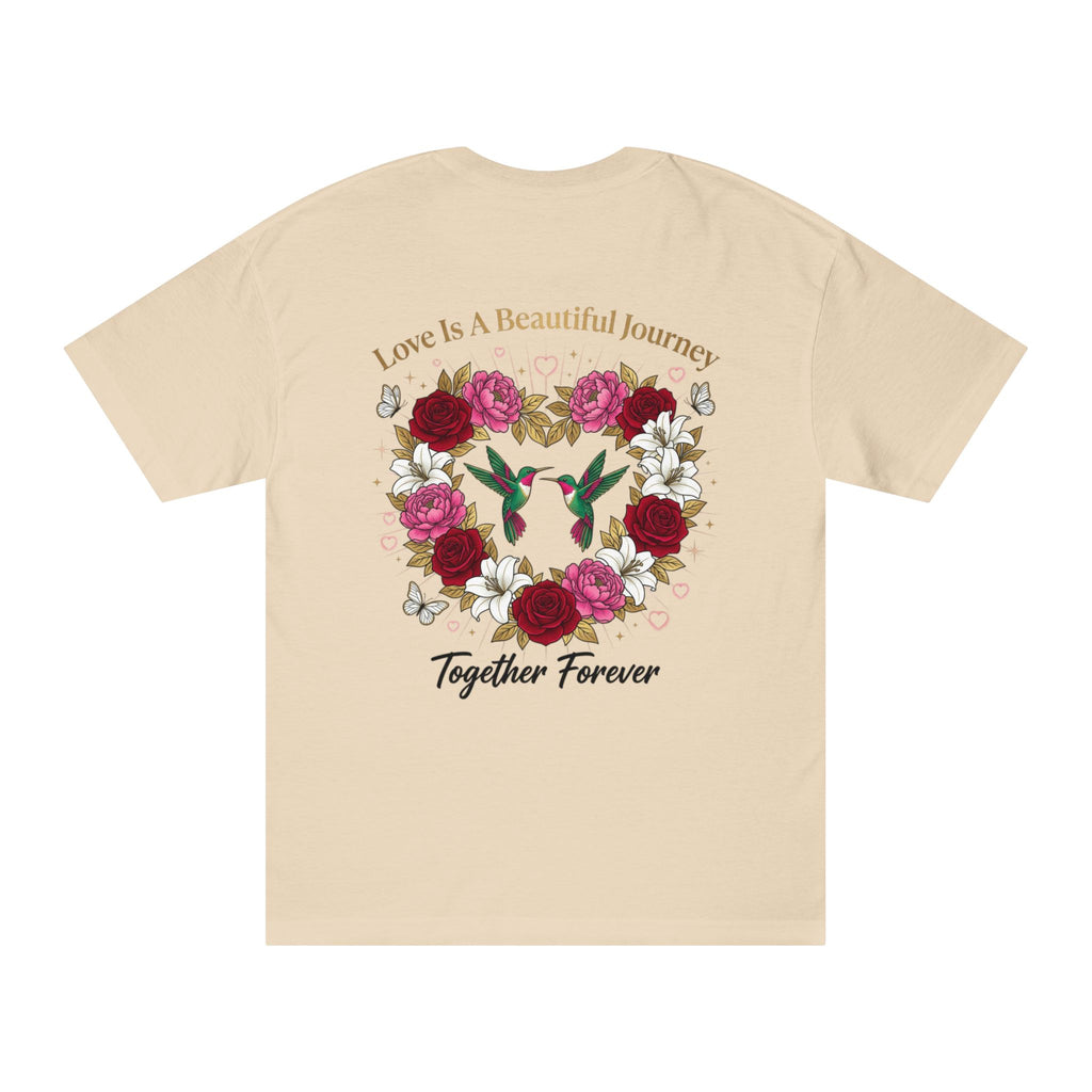 Valentine's 'Made With Love' Heart Tee — Floral Hummingbird Together Forever T-Shirt