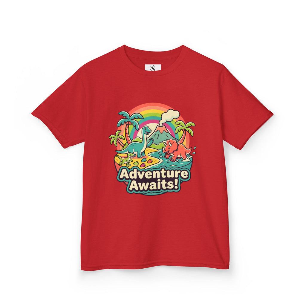 Kids Tee — "Adventure Awaits!" Dino Beach Graphic