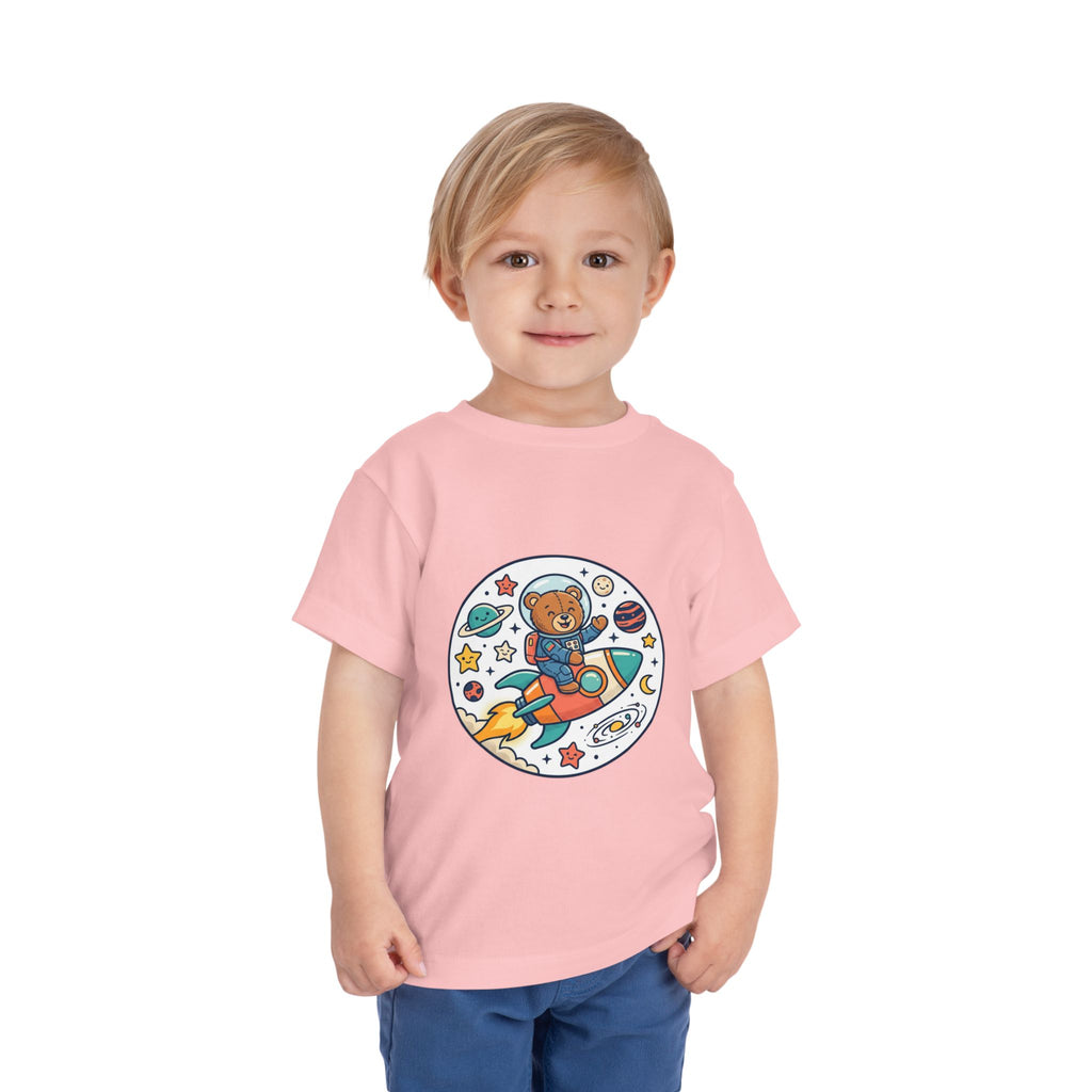 Toddler Tee — 'Dream Big Explore More' Space Bear Rocket Shirt