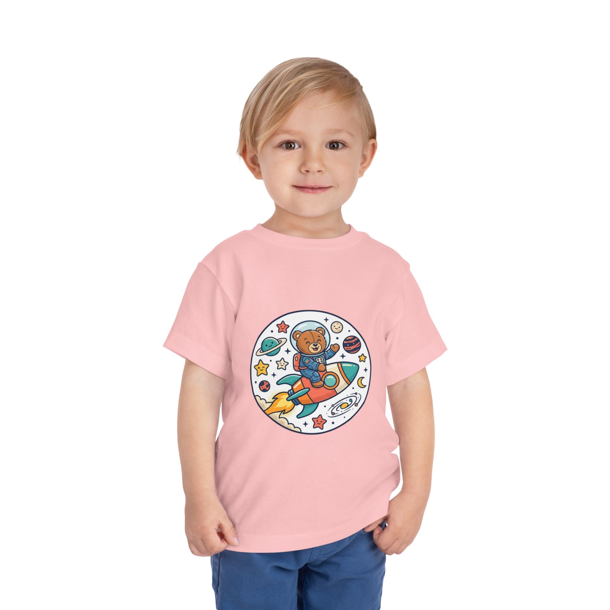 Toddler Tee — 'Dream Big Explore More' Space Bear Rocket Shirt