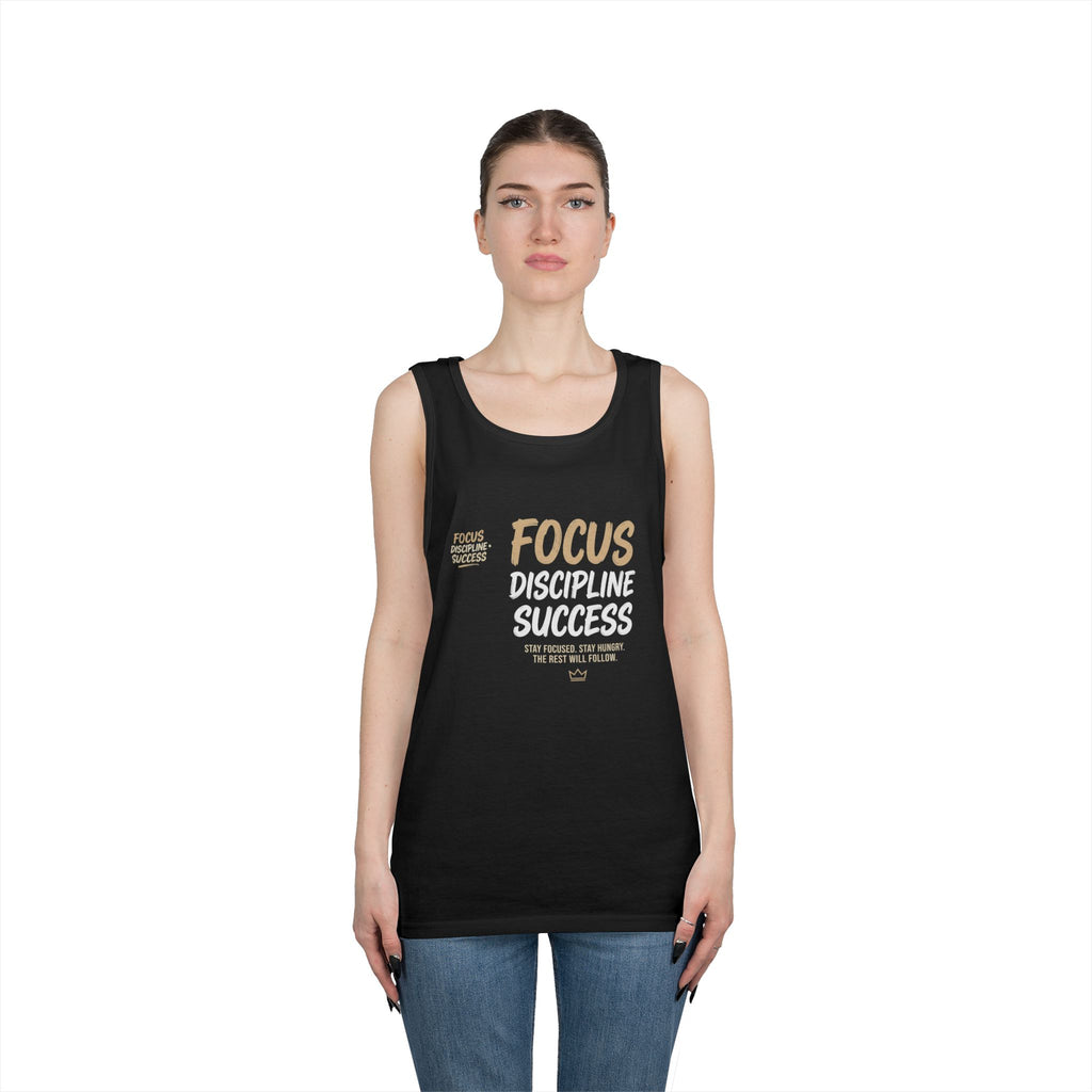Motivational 'FOCUS Discipline Success' Cotton Tank Top
