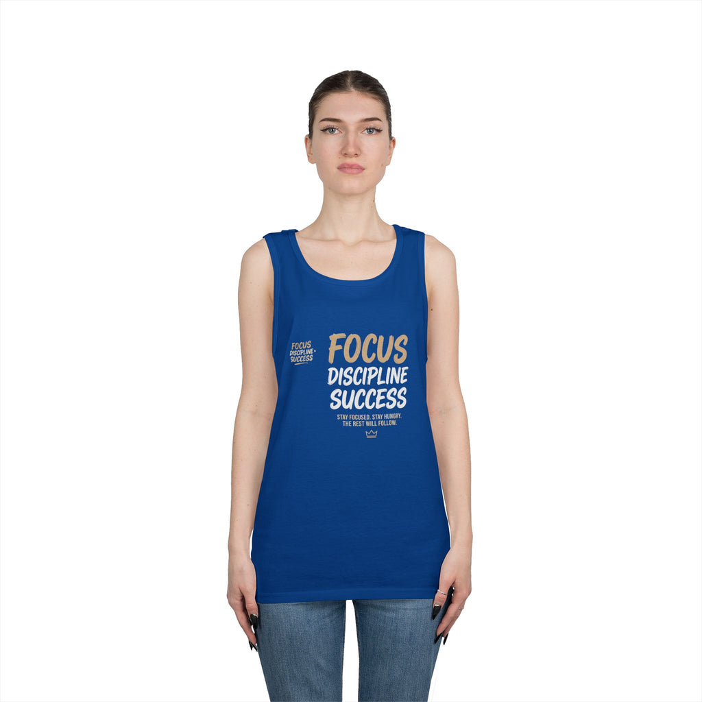 Motivational 'FOCUS Discipline Success' Cotton Tank Top