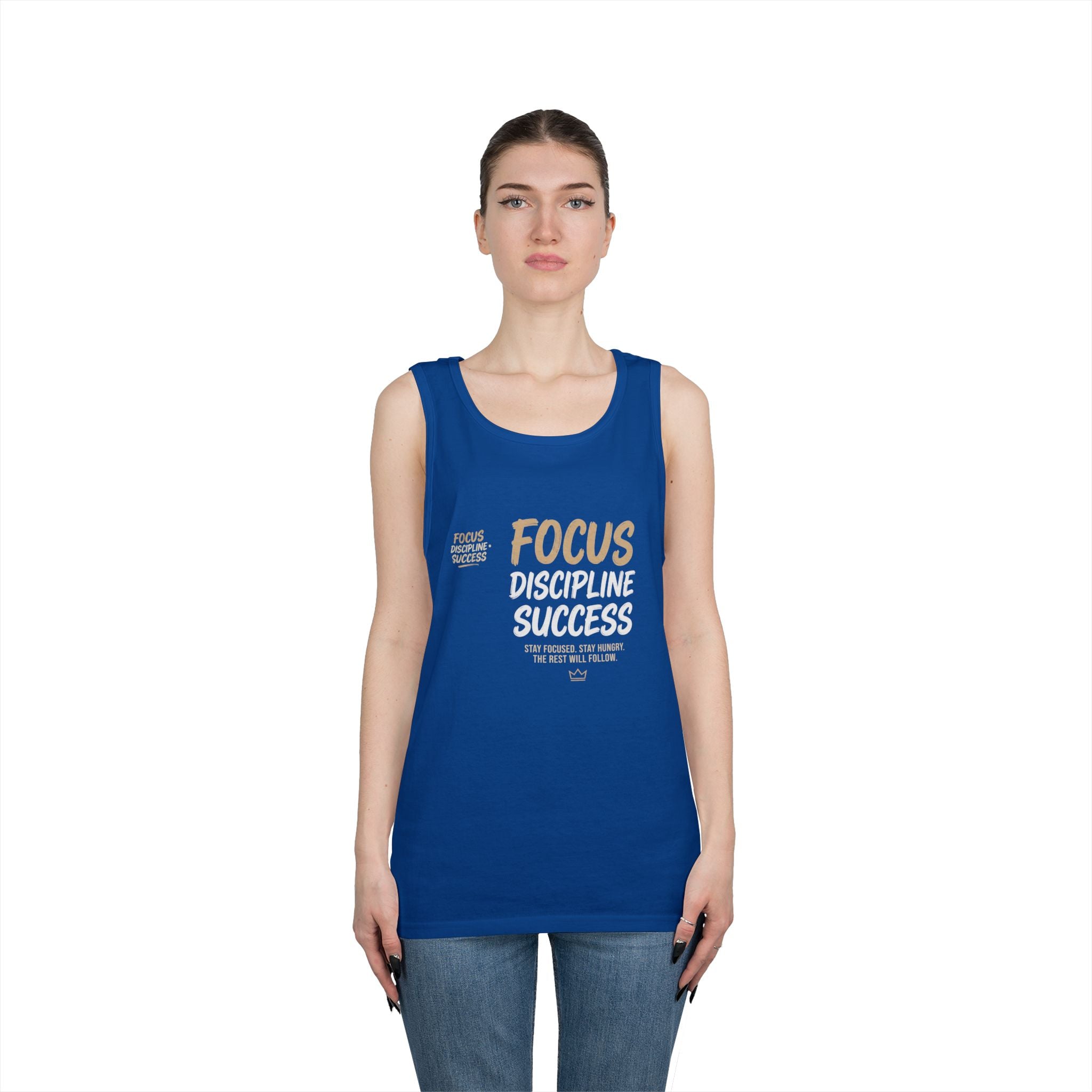Motivational 'FOCUS Discipline Success' Cotton Tank Top
