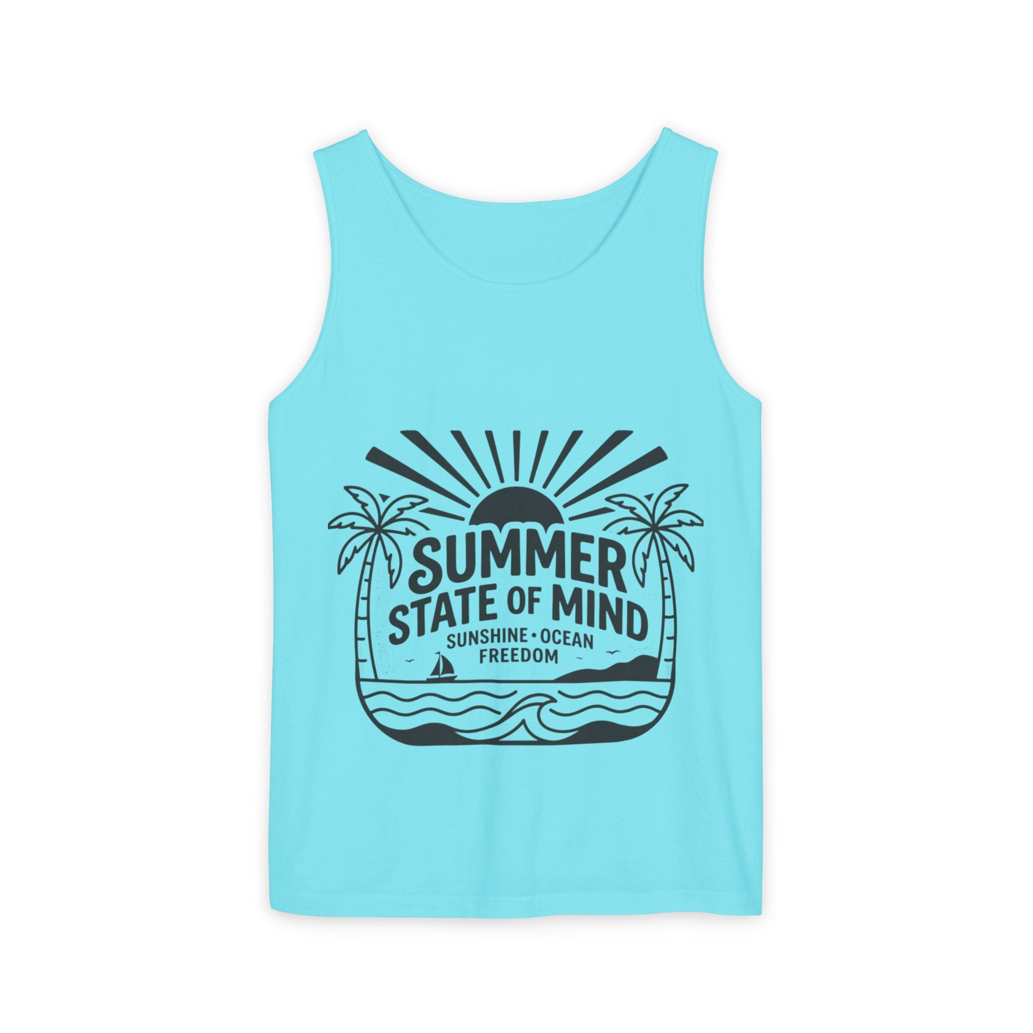 Summer State of Mind Tank Top – 'Good Vibes Only' Beach Graphic