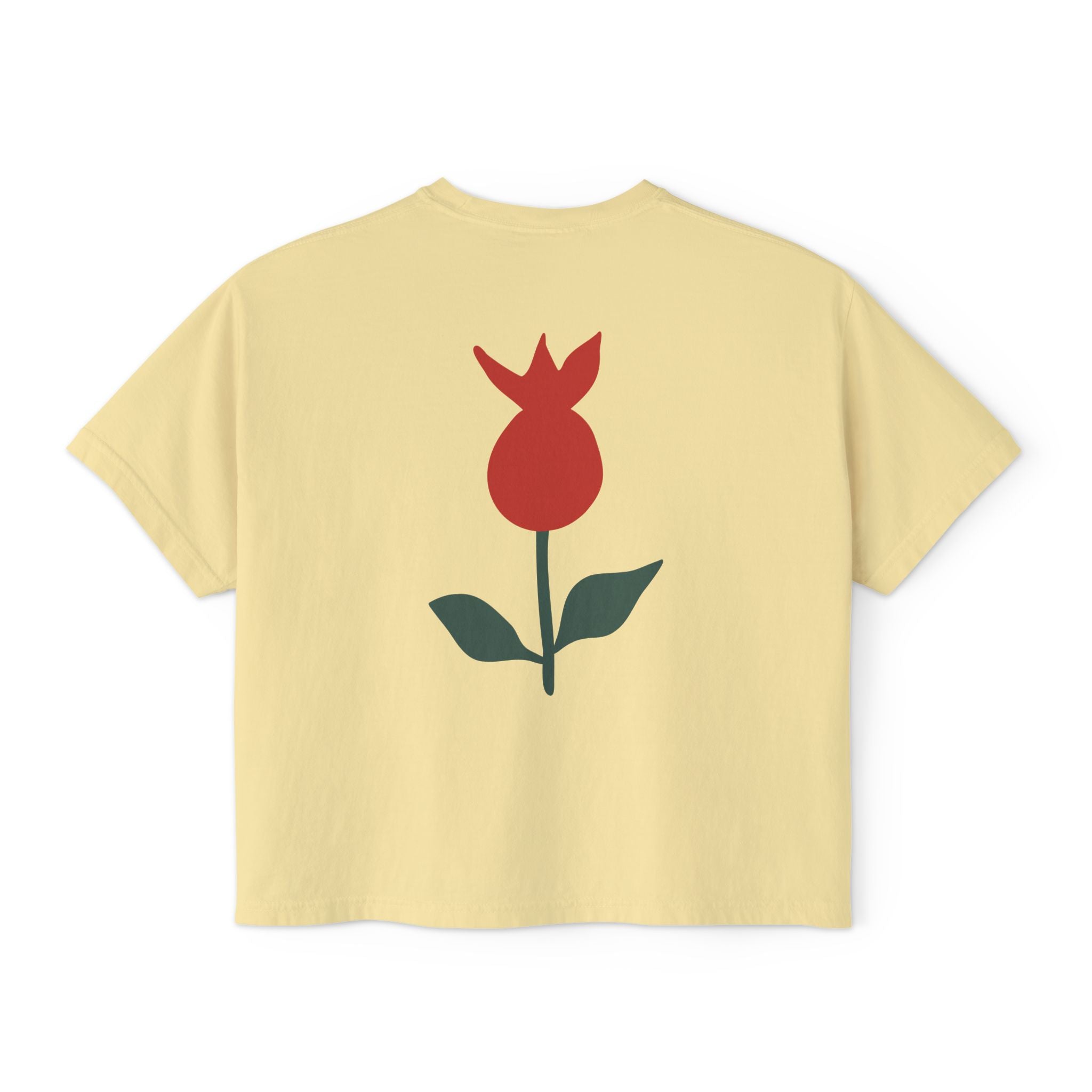 Be Mine Heart Script Boxy Tee — Valentine Rose Graphic Top