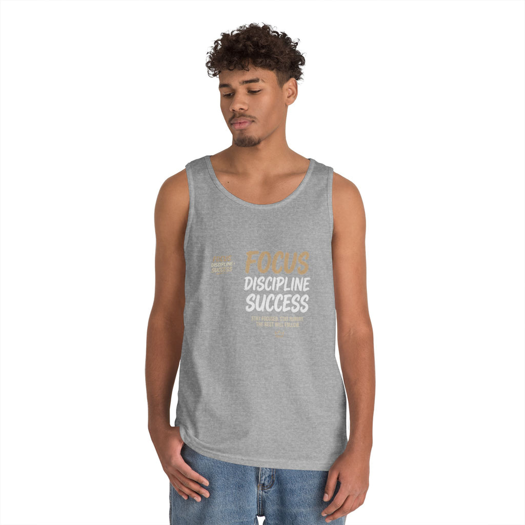 Motivational 'FOCUS Discipline Success' Cotton Tank Top