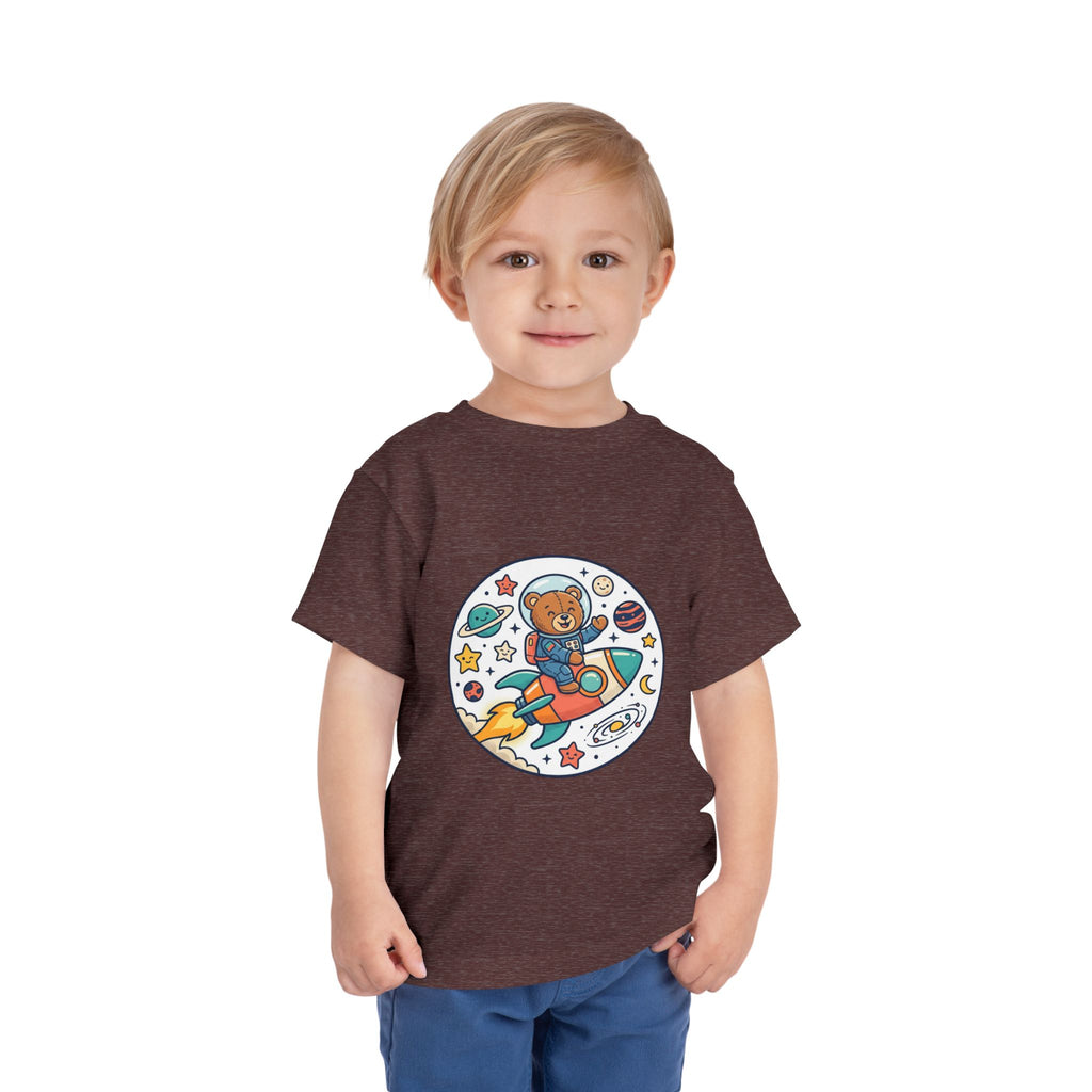 Toddler Tee — 'Dream Big Explore More' Space Bear Rocket Shirt