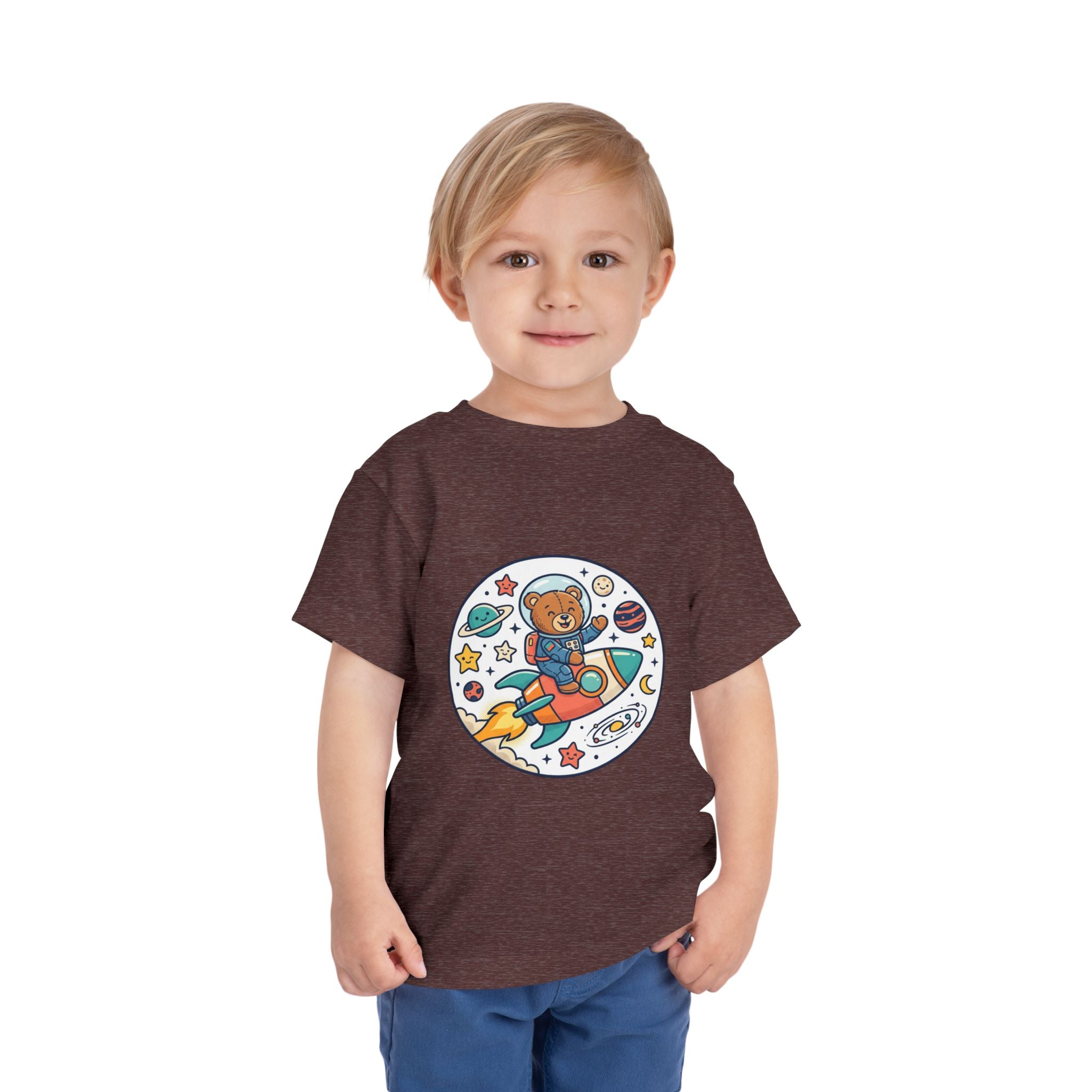 Toddler Tee — 'Dream Big Explore More' Space Bear Rocket Shirt