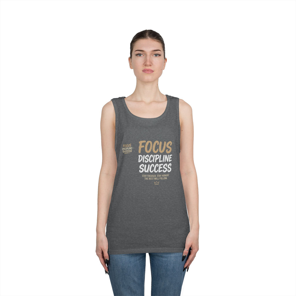 Motivational 'FOCUS Discipline Success' Cotton Tank Top