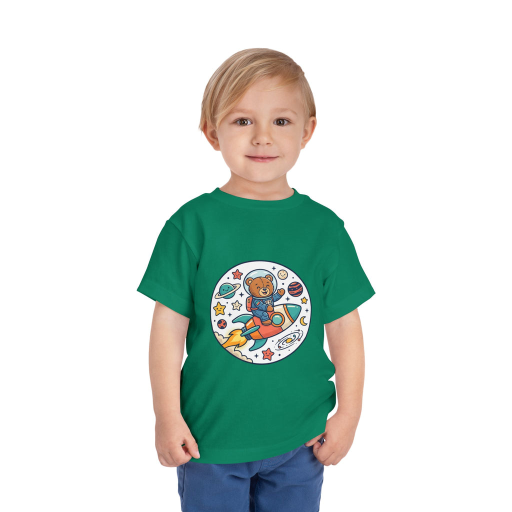 Toddler Tee — 'Dream Big Explore More' Space Bear Rocket Shirt