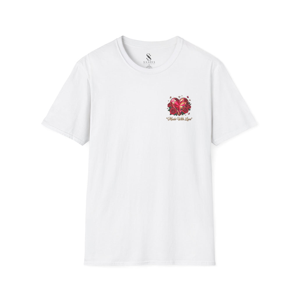 Heart Floral Graphic T-Shirt — "Made With Love" Chest Print