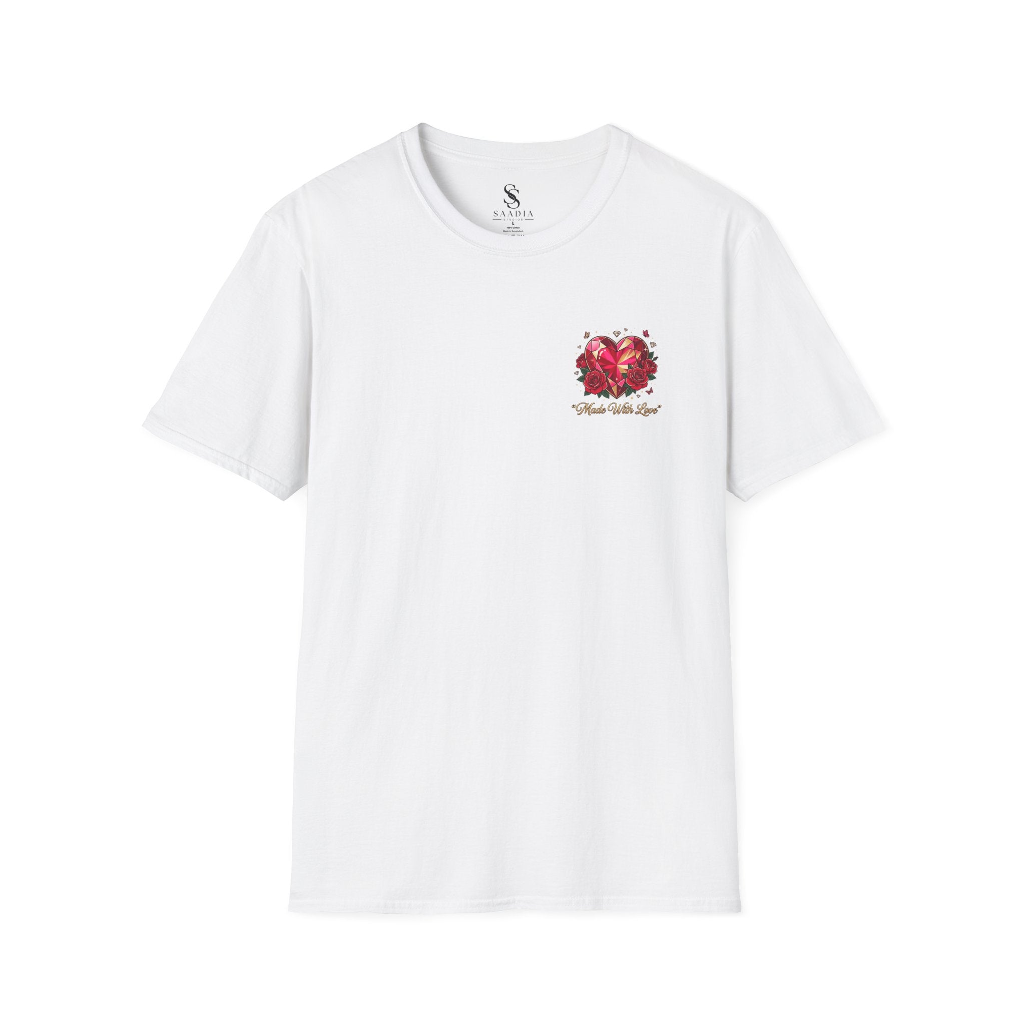 Heart Floral Graphic T-Shirt — "Made With Love" Chest Print