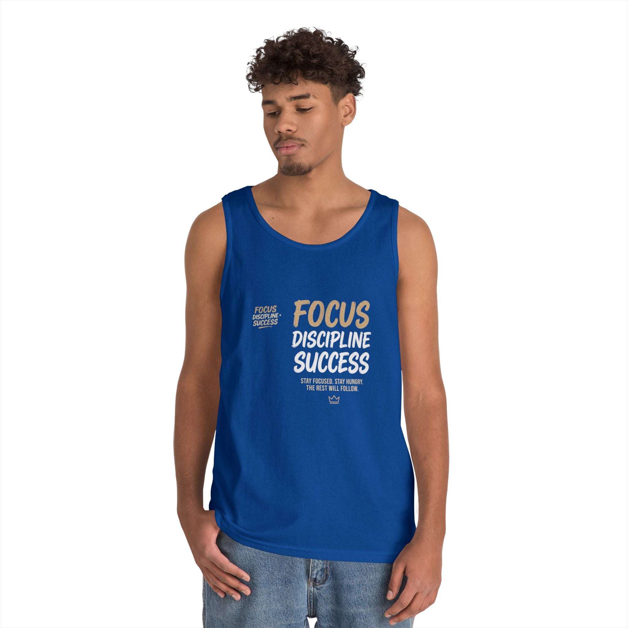 Motivational 'FOCUS Discipline Success' Cotton Tank Top