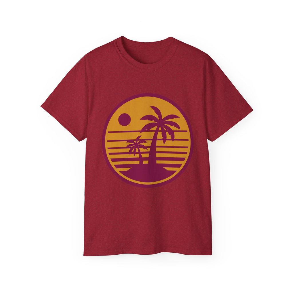 T-Shirt — Retro Palm Sunset Surf Tee ("Salt Air, Soft Hearts")