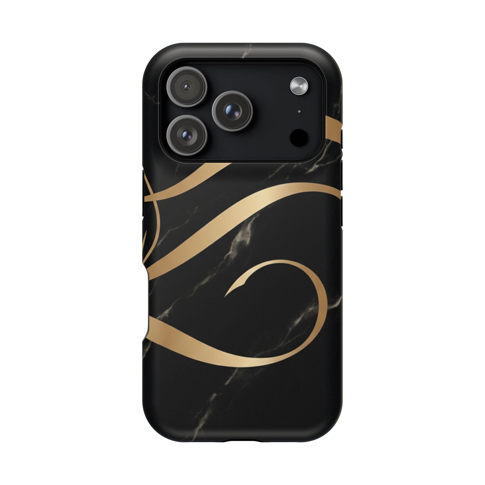 Magnetic Impact-Resistant Phone Case — Black Marble with Gold Swirl