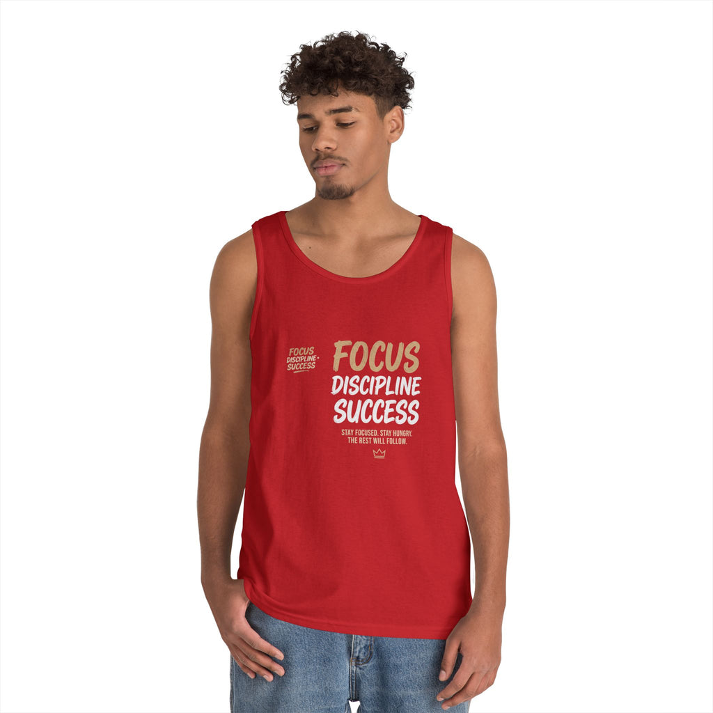 Motivational 'FOCUS Discipline Success' Cotton Tank Top