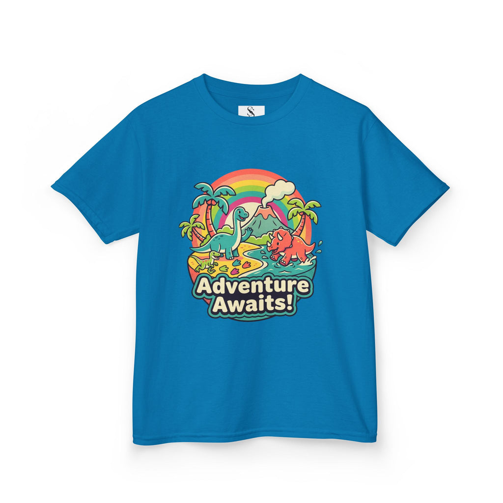 Kids Tee — "Adventure Awaits!" Dino Beach Graphic