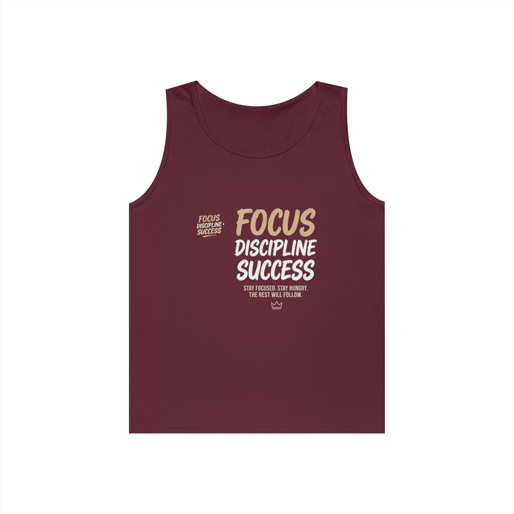 Motivational 'FOCUS Discipline Success' Cotton Tank Top