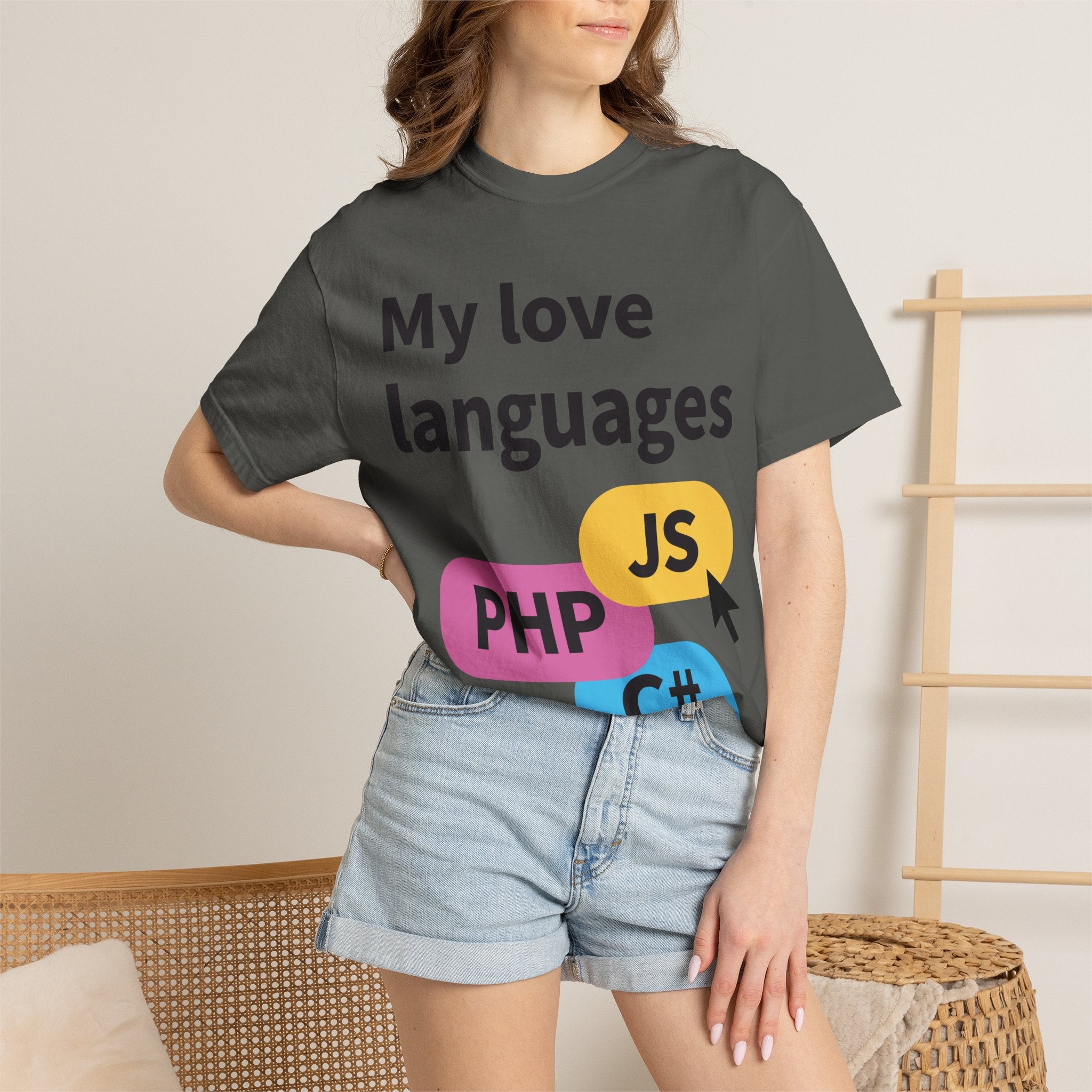 My Love Languages T-Shirt — Funny Programmer Tee (PHP • JS • C#)
