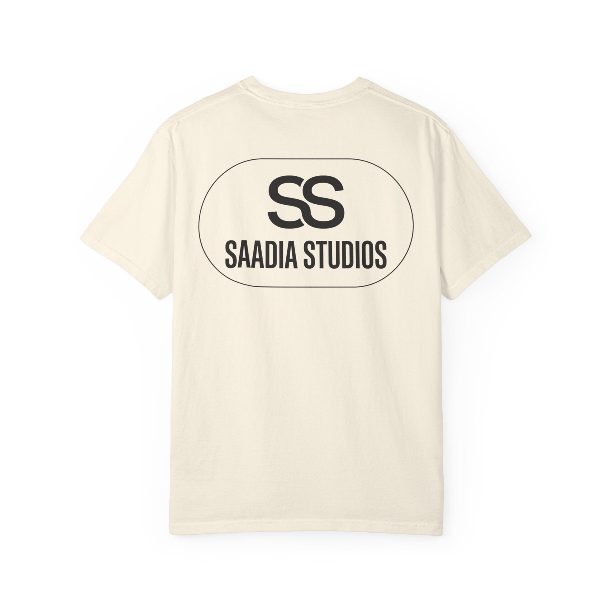 Saadia Studios Logo T-Shirt — SS Monogram Tee with Heart Accent