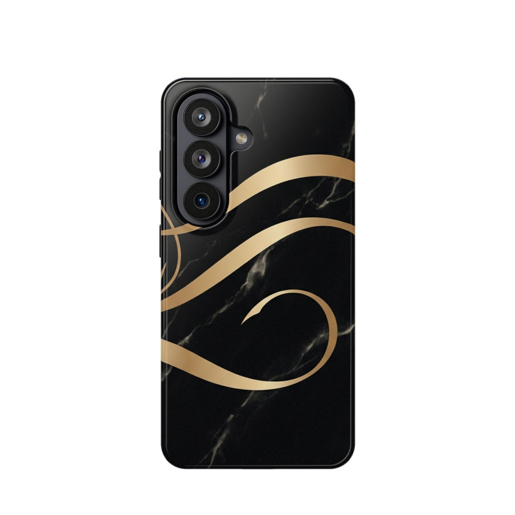 Magnetic Impact-Resistant Phone Case — Black Marble with Gold Swirl