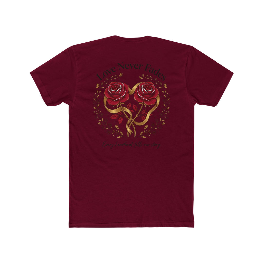 Love Never Fades Rose Heart Tee — Romantic Valentine’s Day Floral T-Shirt
