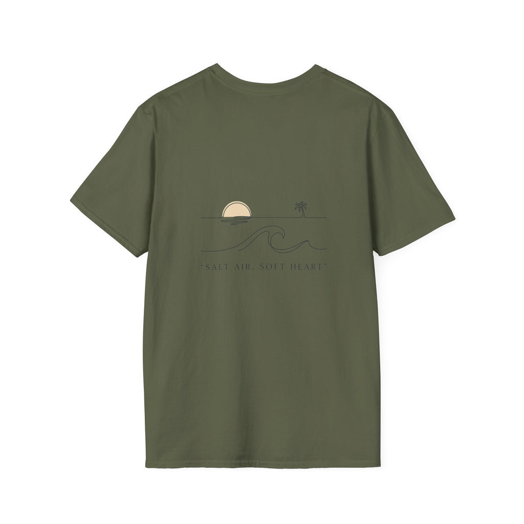 T-Shirt — Minimal Gold Wave Heart Graphic Tee | Beachy, Romantic Casual Top