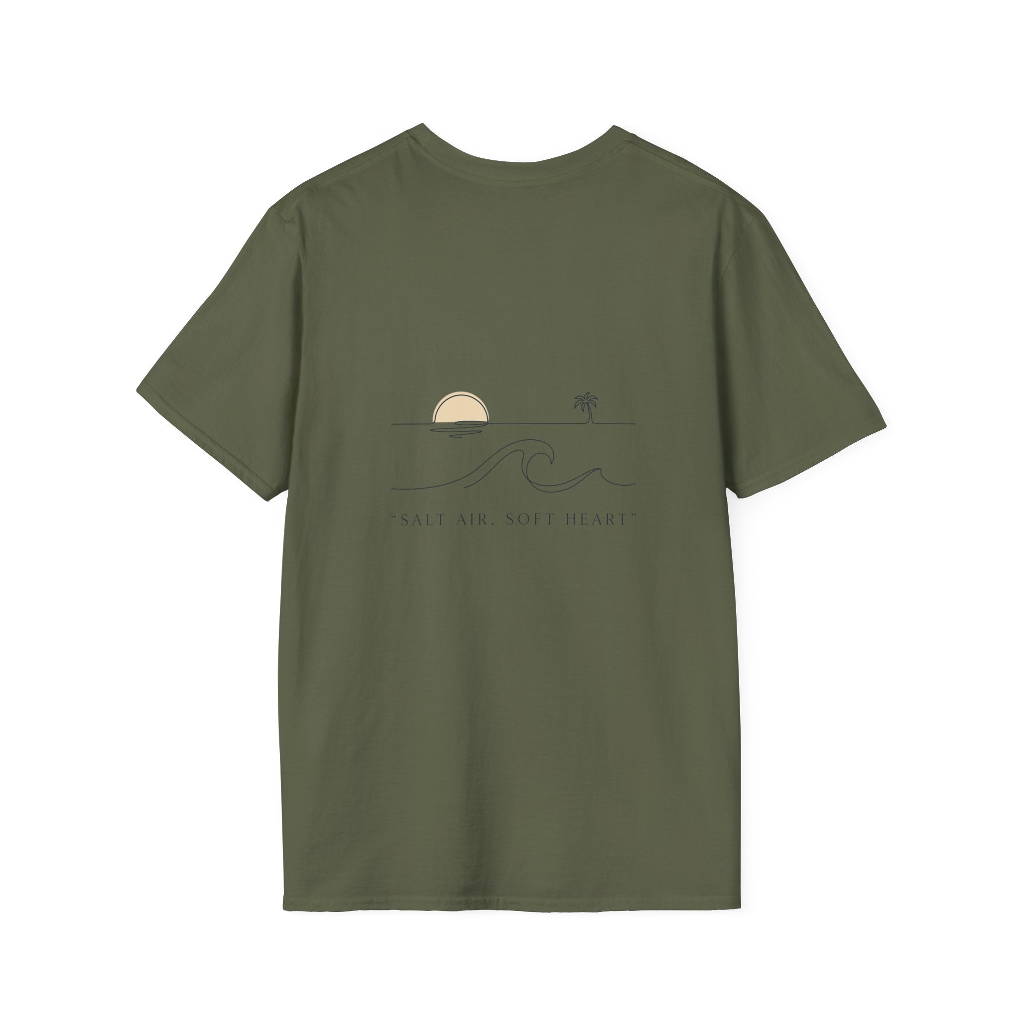 T-Shirt — Minimal Gold Wave Heart Graphic Tee | Beachy, Romantic Casual Top