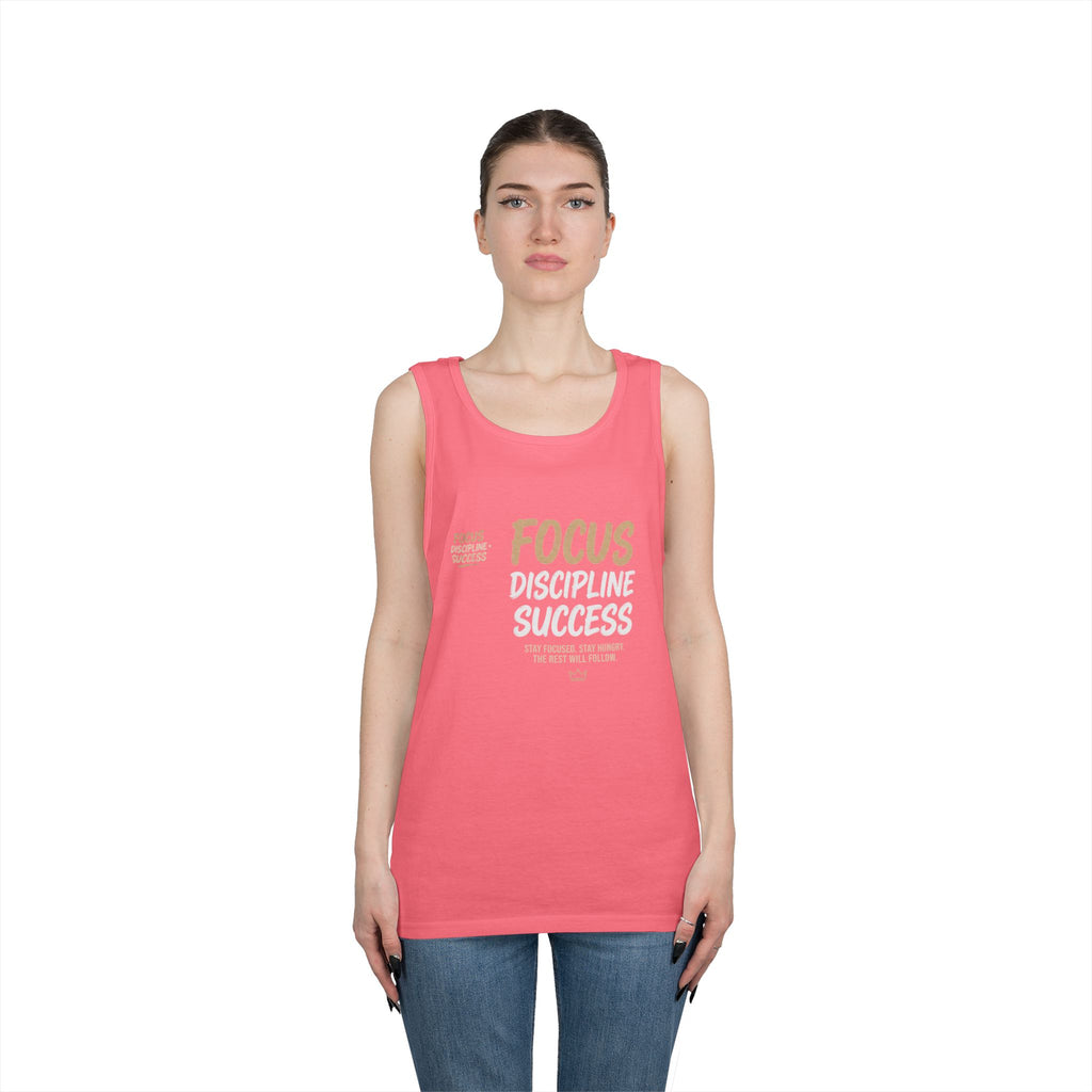 Motivational 'FOCUS Discipline Success' Cotton Tank Top